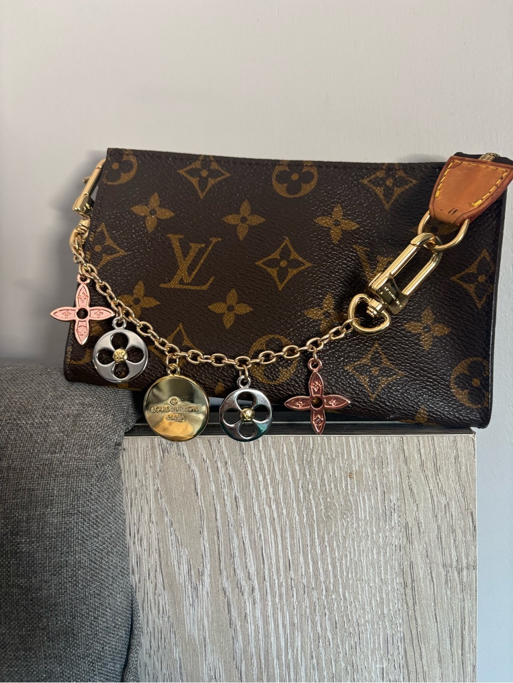 Louis Vuitton Brown Monogram mini pochette with charm - Brown/Gold - Picture 6 of 15